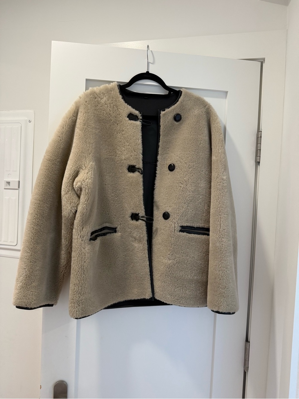 Mango Beige Teddy Shearling Toggle Coat - Picture 2 of 2
